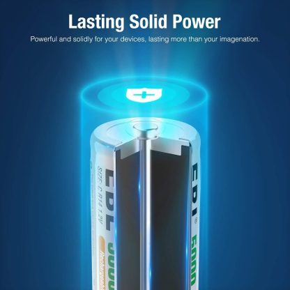 4x EBL Ni-MH C Size Rechargeable Batteries 5000mAh with Storage Cases, Pack of 4 - Image 2