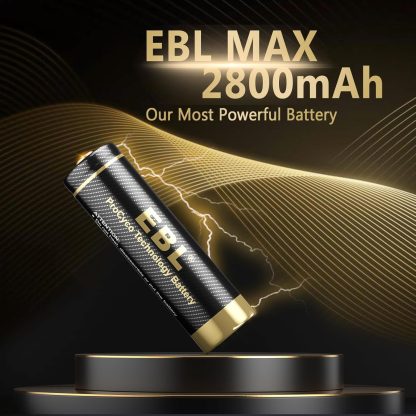 EBL Rechargeable Batteries AA 2800mAh, 8 Count AA High Capacity Ni-Mh Gold-top Premium Batteries Rechargeable - Image 4