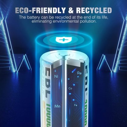 4x EBL10000mAh D Size Rechargeable Batteries High Capacity Ni-MH D Batteries Visit the EBL Store - Image 2