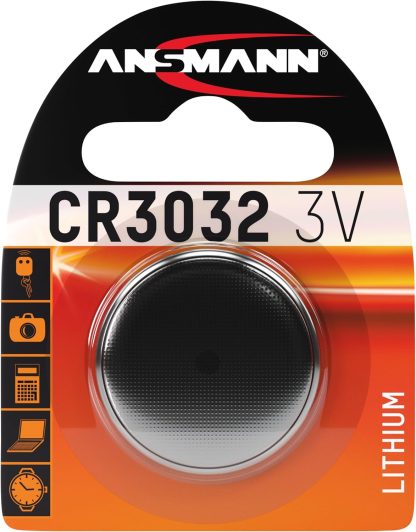 1x ANSMANN CR3032 Coin Battery [Pack of 1] Lithium 3V Button Cell Ideal For Car Starters, Garage Door Openers, Computer Memory Back, Watches, Pagers and, Calculators