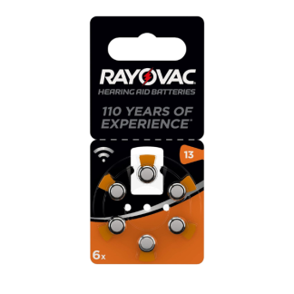 1x Rayovac Acoustic Zinc Air Hearing Aid Batteries, Size 13 AU, Orange Tab, Pack of 6 Brand: Rayovac