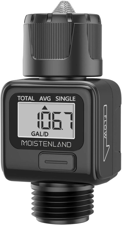 1X Moistenland Water Flow Meter, Standard 3/4" Hose Thread, High Accuracy and IPX6 Waterproof, Suitable for Indoor and Outdoor Use