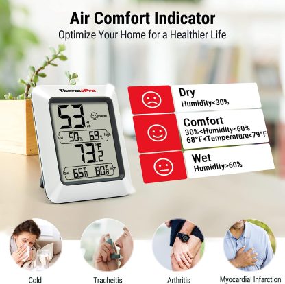 1x ThermoPro TP50 Digital Hygrometer Indoor Thermometer Humidity Monitor with Temperature Humidity Gauge - Image 4