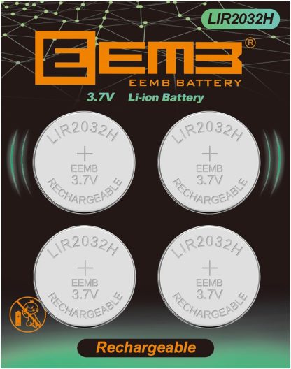 EEMB LIR2032H Rechargeable Battery with 4PCS 3.7V Lithium-ion Coin Button Cell Batteries 70mAh Can Replace ML2032 for Car Remote Key Fob Watch(4)