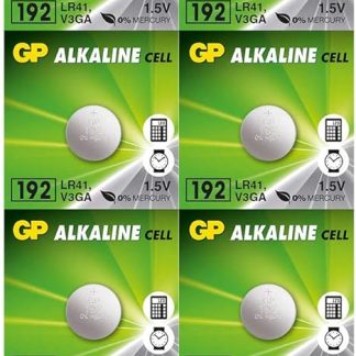 10x GP Batteries Alkaline V3GA  AG3 LR41 Button Cell - Chrome/Black/Red