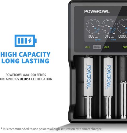 1x POWEROWL AAA Rechargeable Batteries High Capacity, Low Self Discharge HR03 Battery 1000mAh 1.2V NiMH, - Image 5