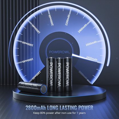 1x POWEROWL AA Rechargeable Batteries, 2800mAh High Capacity Batteries 1.2V NiMH Low Self Discharge, - Image 4