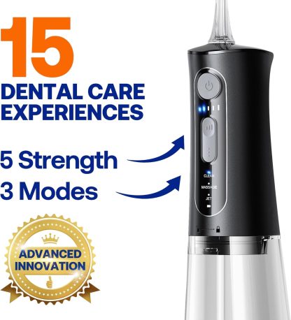 1x Bitvae C5 Water Dental Flosser for Teeth, Cordless Water Teeth Cleaner Picks, 3 Modes 5 Intensities, IPX7 Waterproof Water Flosser, 5 Tips Rechargeable... - Image 5