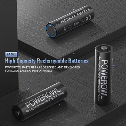1x POWEROWL AA Rechargeable Batteries, 2800mAh High Capacity Batteries 1.2V NiMH Low Self Discharge, - Image 6