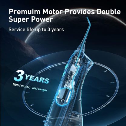 1pc COSLUS Water Dental Flosser Teeth Pick: Portable Cordless Oral Irrigator 300ML Rechargeable Travel Irrigation Cleaner IPX7 Waterproof Electric Water flosser Flossing Machine for Teeth Cleaning F5020E - Image 3